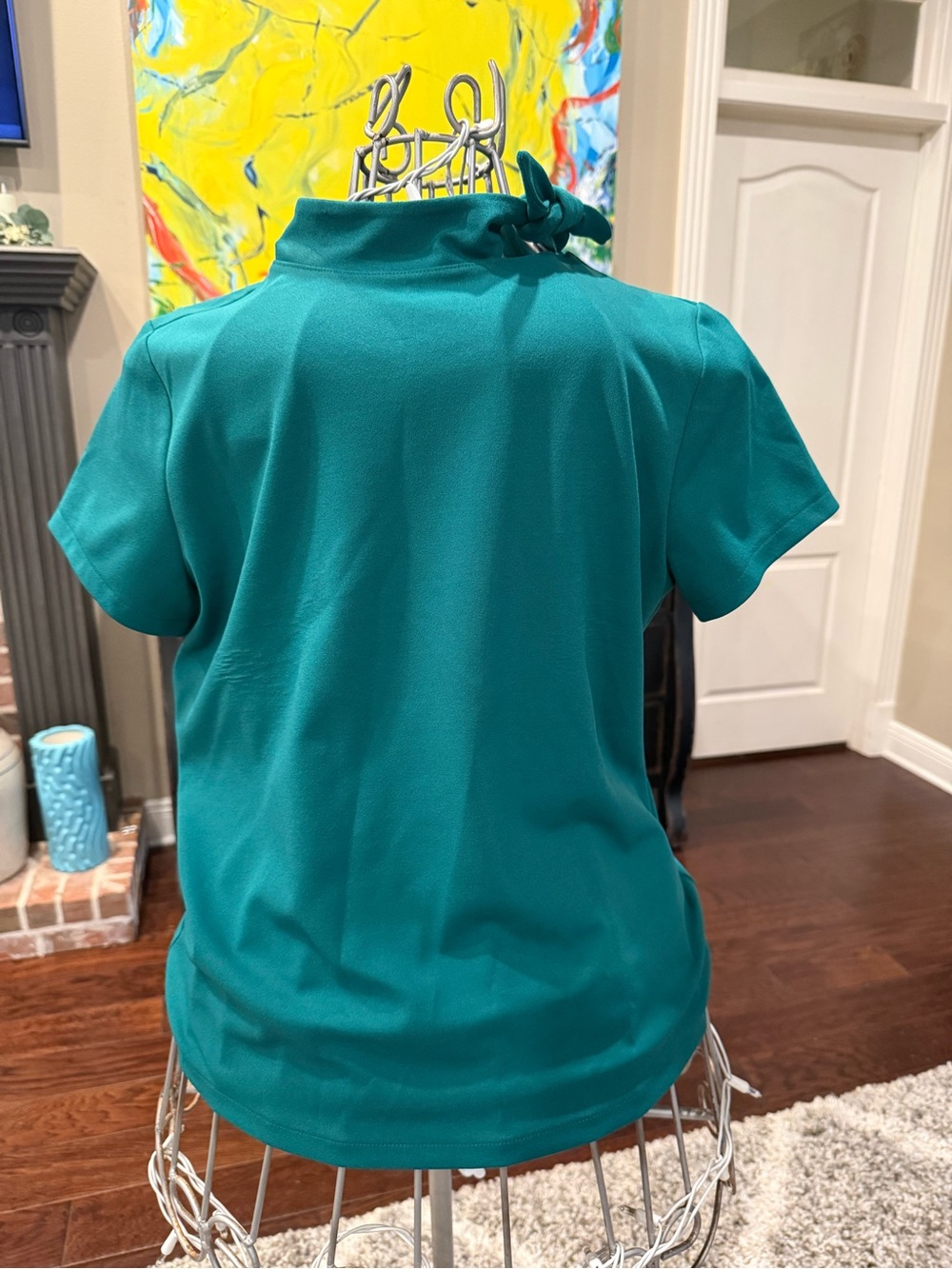 Ann Taylor Teal Green Mock-Neck Top – Size Large